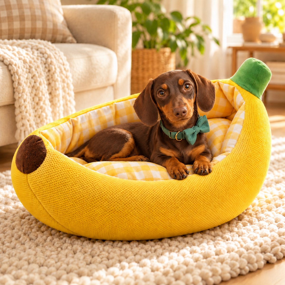 Banana Pet Bed - Cosy Bed for Small Dogs