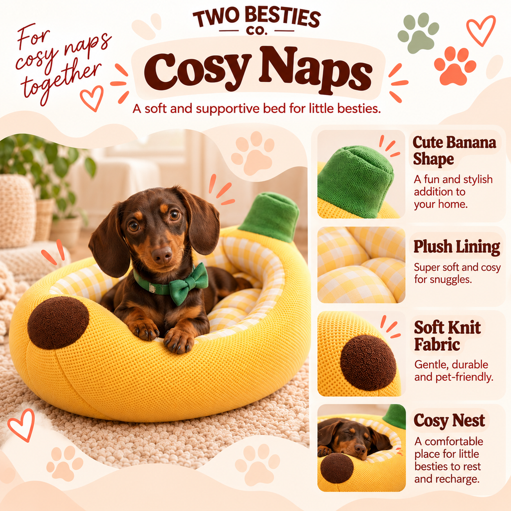Banana Pet Bed - Cosy Bed for Small Dogs