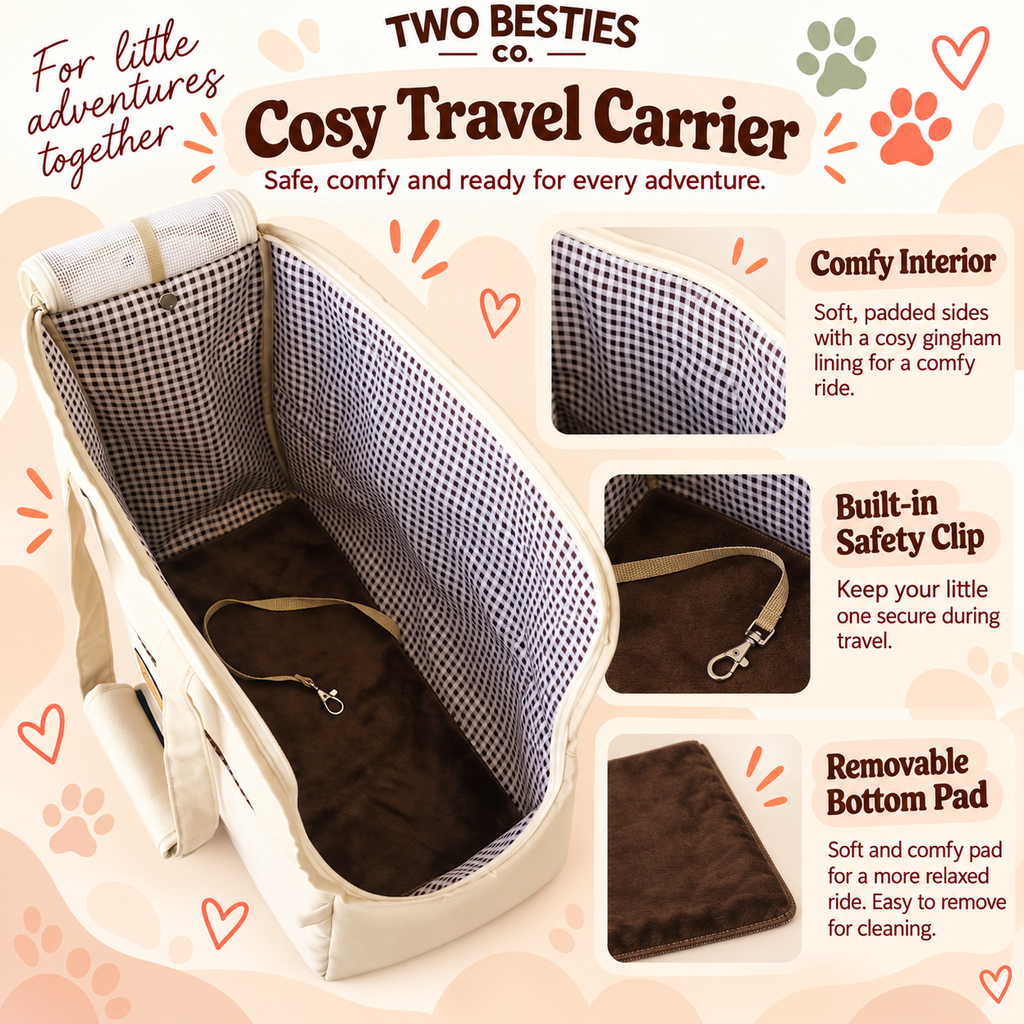 Bestie Travel Carrier - Cosy Pet Carrier for Small Dogs