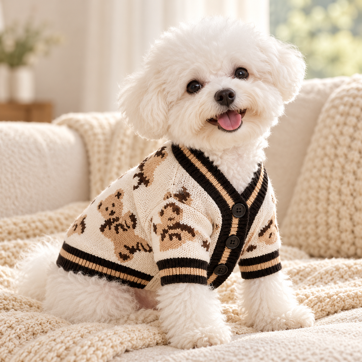 Bestie Cosy Cardigan - Knit Sweater for Small Dogs