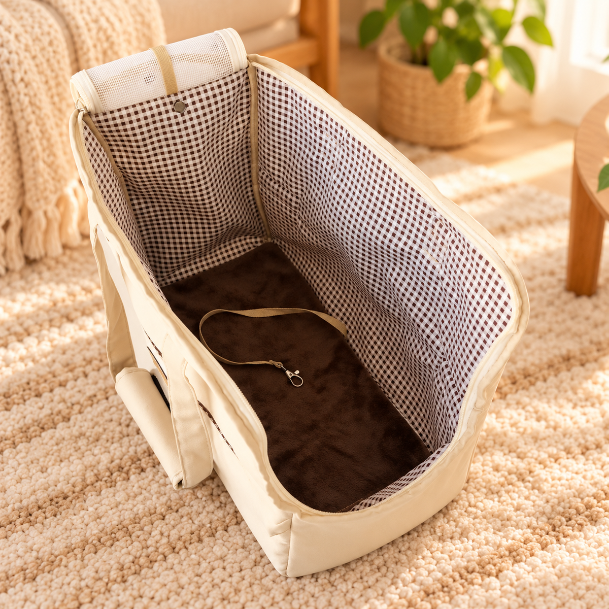 Cream Bestie Travel Carrier detail
