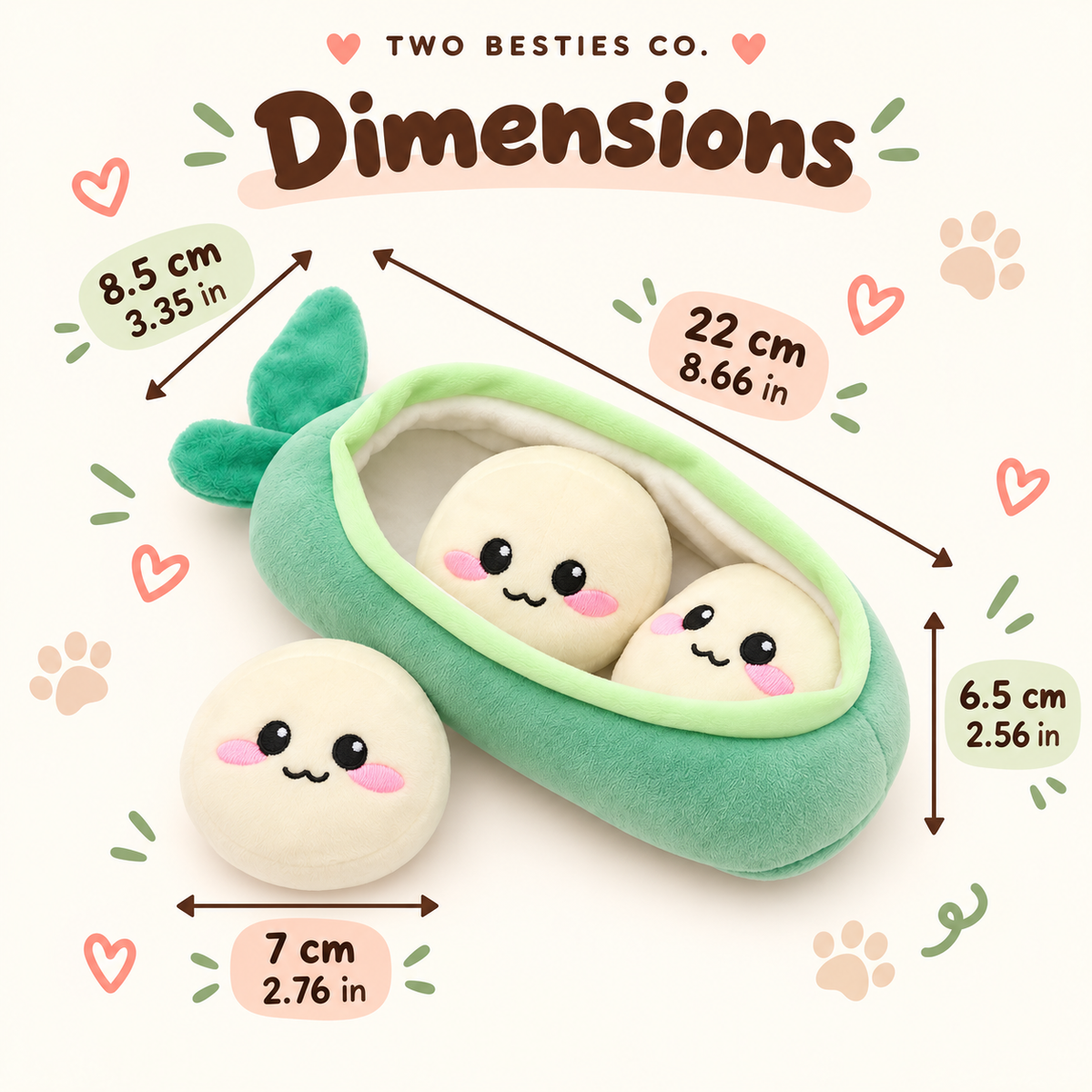 Pea Pod Snuffle Toy dimensions